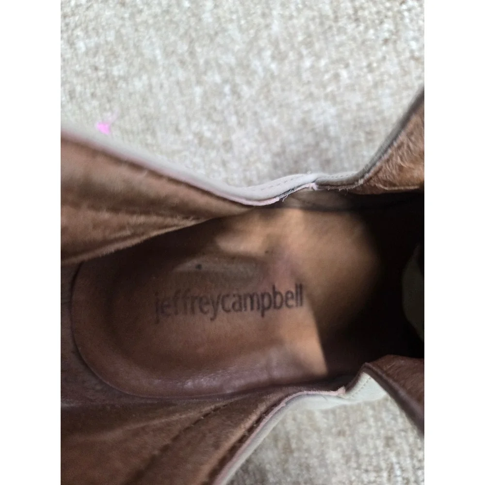 Jeffrey Campbell Taupe Leather Western Ankle Boots Metal Tip Size 8 FLAWS Rodeo